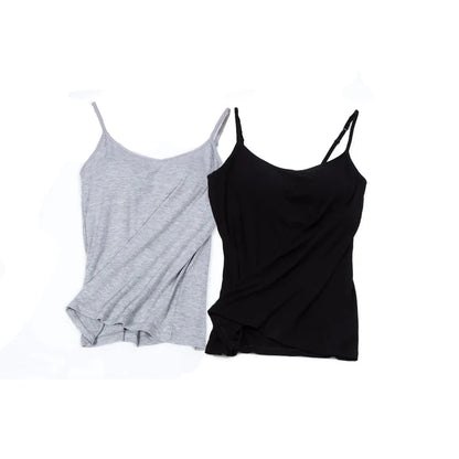 Women Camisole Vest Underwear Summer Soft Tank Top Bra 스파게티 Strap Modal Sling Breathable Padded Female Comfort Camisole