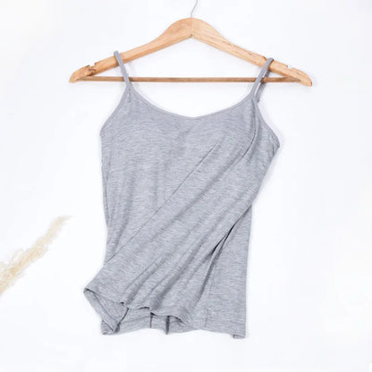 Women Camisole Vest Underwear Summer Soft Tank Top Bra 스파게티 Strap Modal Sling Breathable Padded Female Comfort Camisole