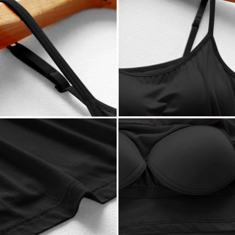 Women Camisole Vest Underwear Summer Soft Tank Top Bra 스파게티 Strap Modal Sling Breathable Padded Female Comfort Camisole