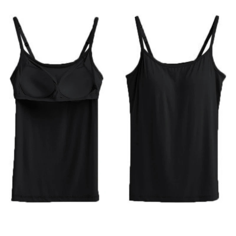 Women Camisole Vest Underwear Summer Soft Tank Top Bra 스파게티 Strap Modal Sling Breathable Padded Female Comfort Camisole